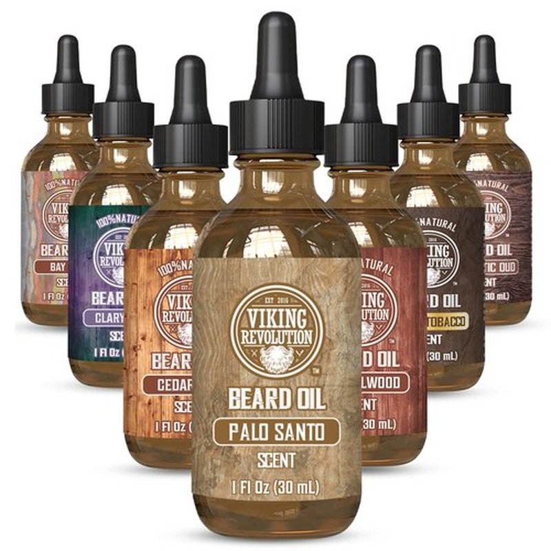 Viking Revolution Palo Santo Beard Oil for Men - Natural Mens Beard Oil with Argan Oil and Jojoba Oil - Beard Softener, Strengthens and Moisturizes - Beard Conditioner for Men (Palo Santo, 1 Pack)