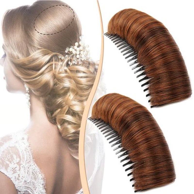 Invisible Fluffy Hair Pad, 2025 New Natural Fluffy Hair Bumps for Volume Insert, Bump It Up Hair Accessory Volume Clip, Invisible Fluffy Hair Pad Blonde for Women Girls (2pcs Light Brown)