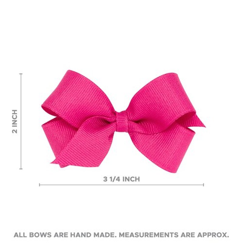 Wee Ones Girls' Classic Velvet Hair Bow on a WeeStay No-Slip Hair Clip, Satin Lining, For All Hair Types, Mini, Cardinal