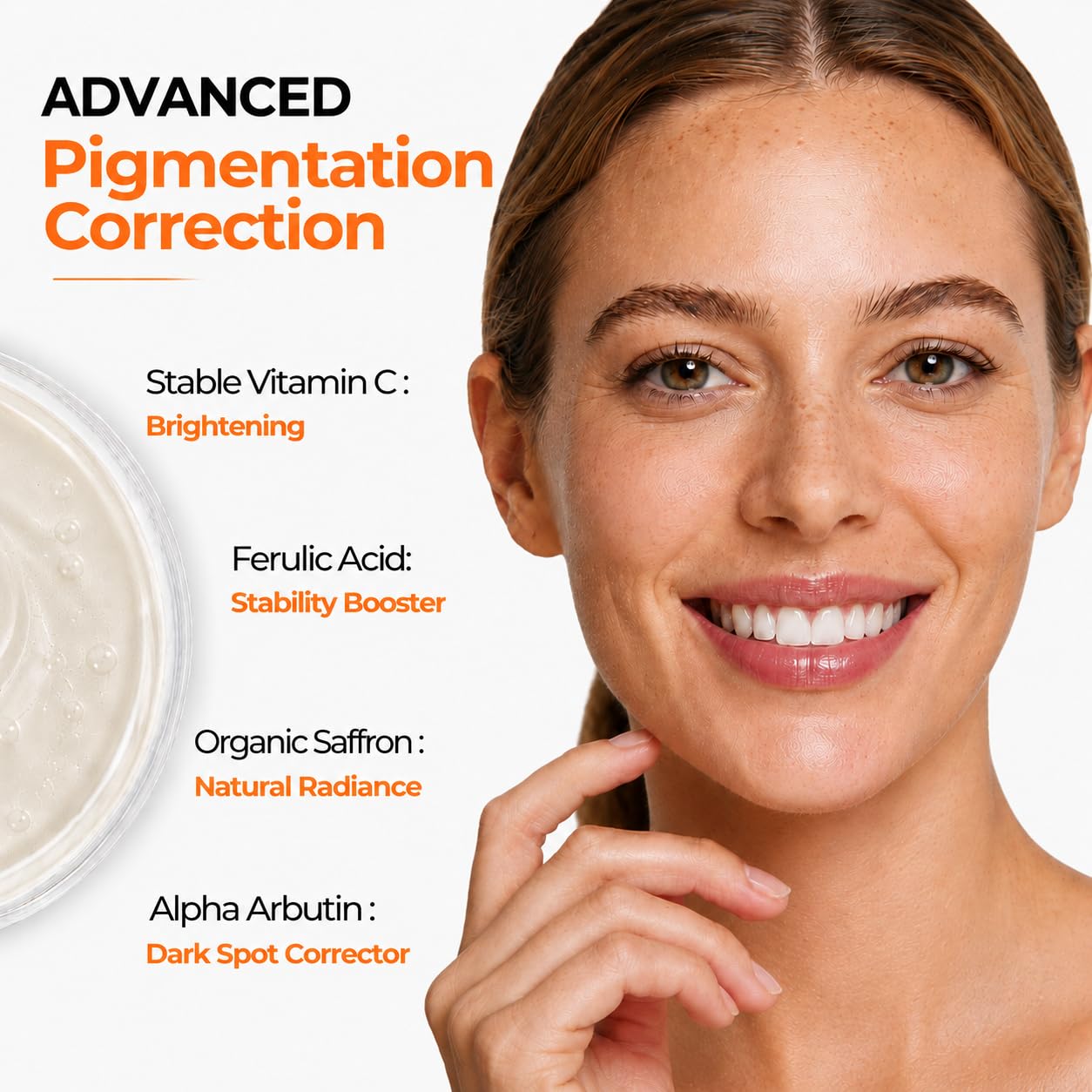 15% Stable Vitamin C, E Serum with Organic Saffron, Alpha Arbutin, Ferulic Acid & Hyaluronic Acid | Brightening Dark Spot Corrector | Anti-Aging Hydrating Facial Serum | 1 Fl Oz