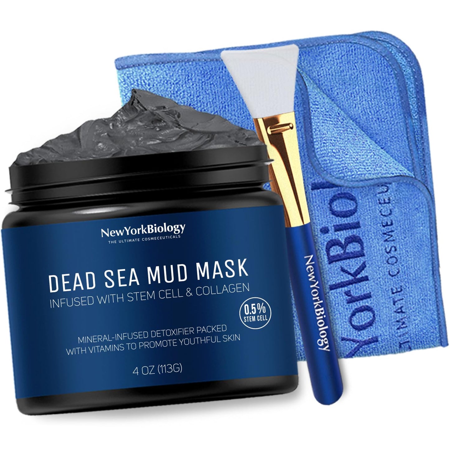 Dead Sea Mud Mask for Face & Body - Spa Quality Pore Refiner with Stem Cell & Collagen | 4 oz