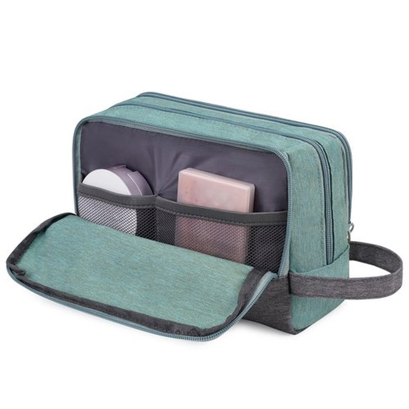 Toiletry Bag for Men Hanging Dopp Kit Water Resistant Shaving Bag Small Toiletry Bag for Traveling (turquoise on gray)