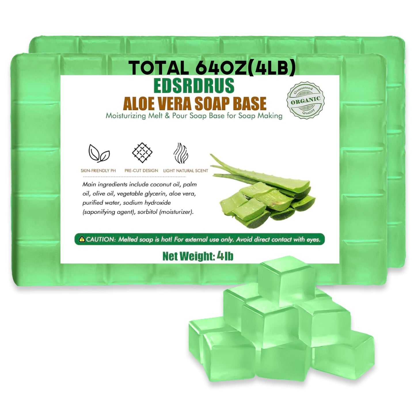 EDSRDRUS 1lb Scent Soap Base DIY Handmade with Aloe Vera & Coconut Oil, Moisturizing Melt and Pour Soap Base