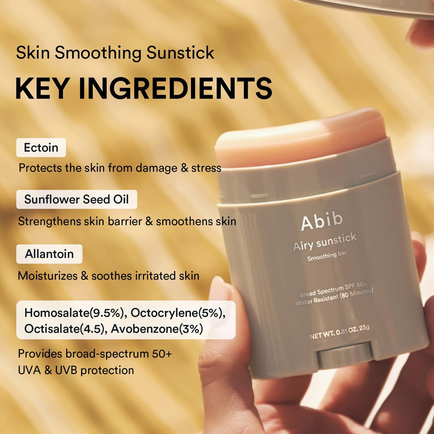 Abib Airy Sunstick Protection Bar DUO SPF50+ Broad Spectrum, Semi-Matte Sunscreen Stick for Oily & Combination Skin, No White Cast, Water-Resistant, Korean Sunscreen, 0.81 oz / 23 g, 2 Count