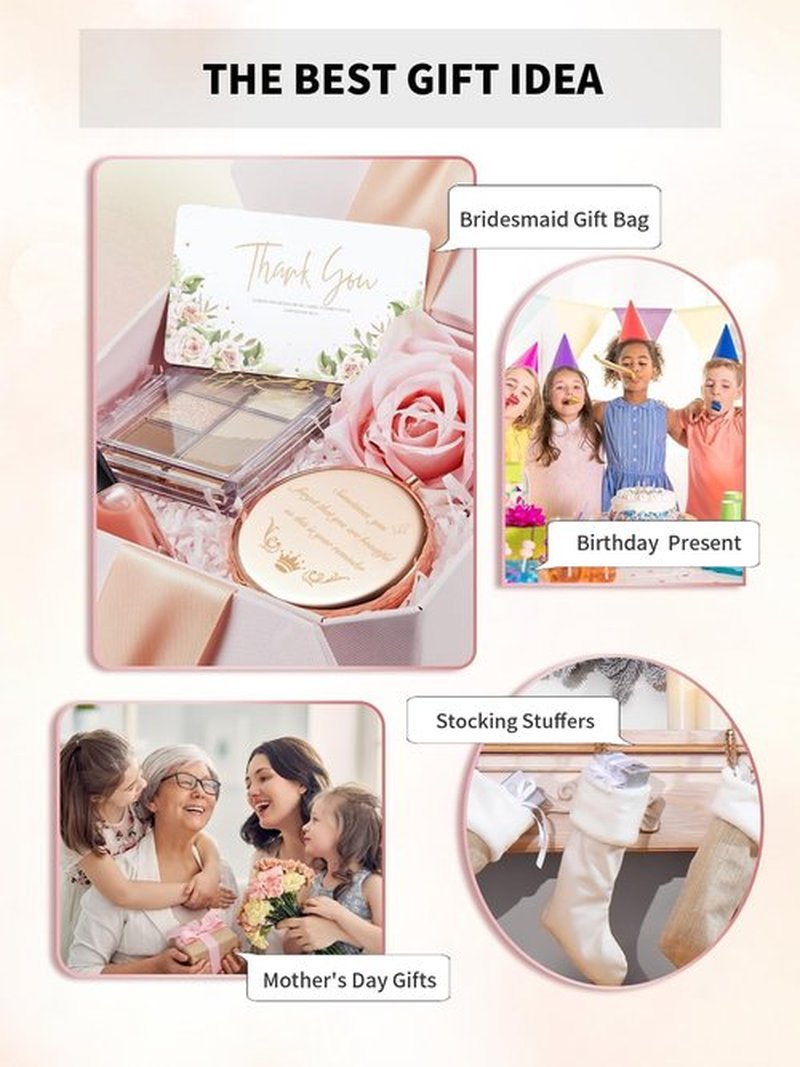 Getinbulk Personalized Compact Mirror to Granddaughter, Unique Small Present for Her Mom Best-Friends Teacher Sister Coworker Grandma (Rose Gold)