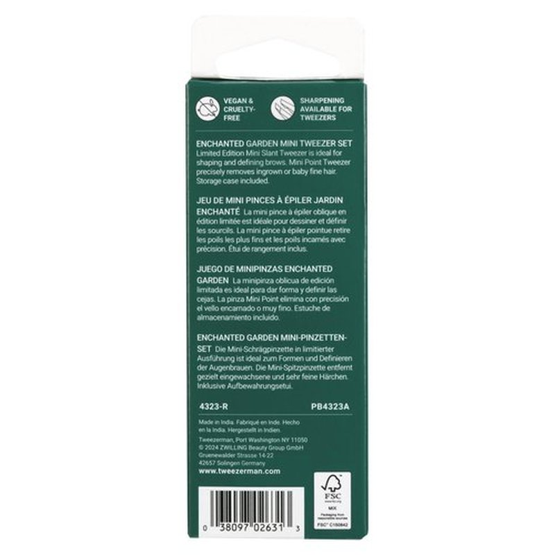 Tweezerman Enchanted Garden Mini Tweezer Set - Eyebrow Tweezers for Women and Men