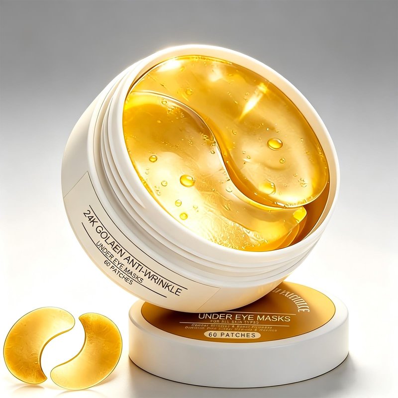 Collagen Under Eye Patches, Hydrating Hyaluronic Acid Eye Masks for Dark Circles & Puffiness, Anti-Aging Under Eye Gel Pads with Gold & Soothing Botanicals for Women Men All Skin Types, 60 Pairs