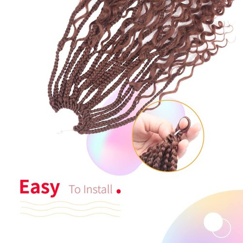 Niseyo Goddess Box Braids Crochet Hair 16 Inch 8 Packs Short Crochet Box Braids Pre Looped Curly Ends Premium Quality Synthetic Hair (30#/Medium Dark Brown)