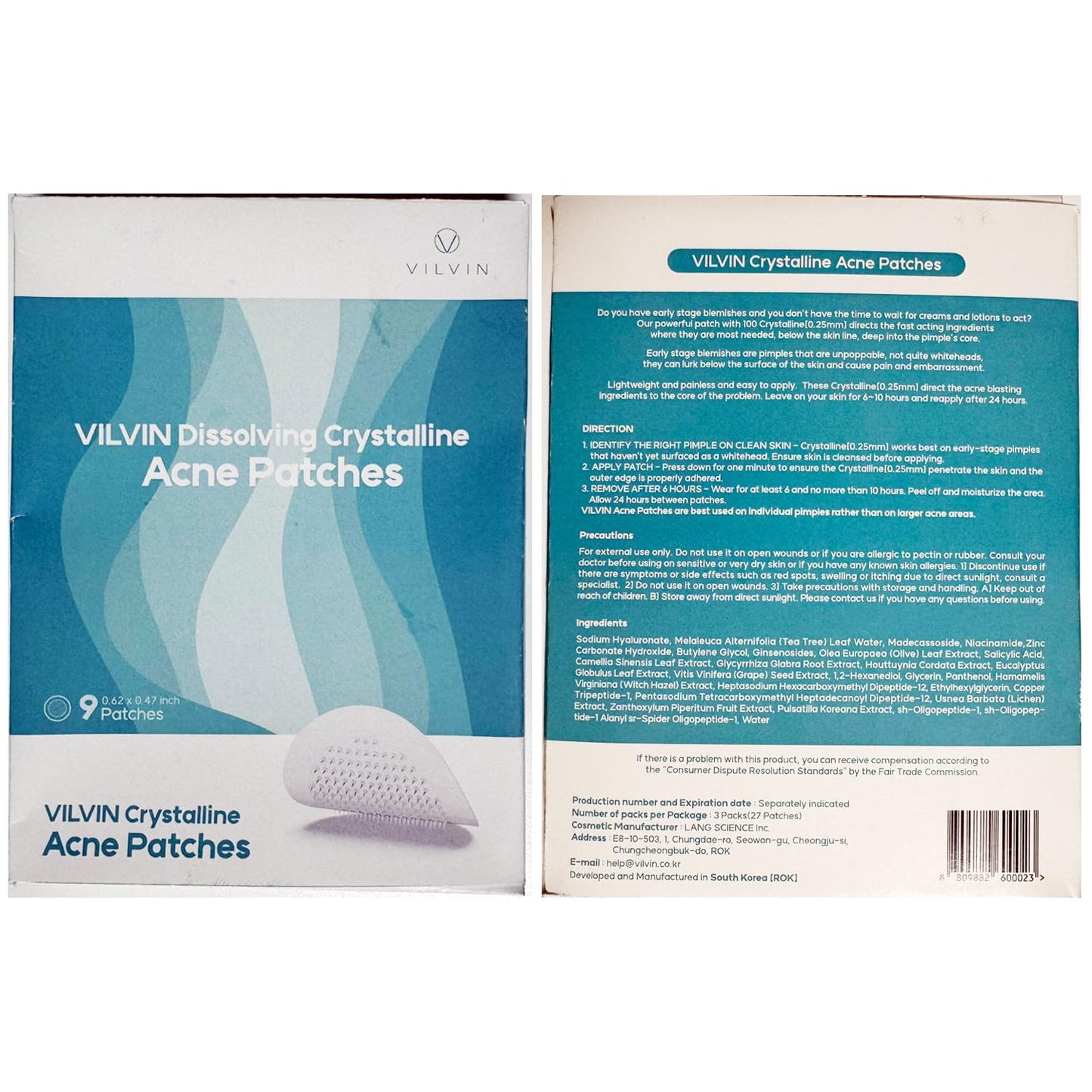 VILVIN Microdart Acne Patch for Deep Blemish - 9 Patches - Dark spot remover for face - Fast Acting Microdart Pimple Patches for face - Hyaluronic Acid, Tea Tree