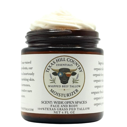 Beef Tallow Moisturizer - 100% Grass-Fed Whipped Balm for Dry, Sensitive Skin | Lightly Scented | 4oz