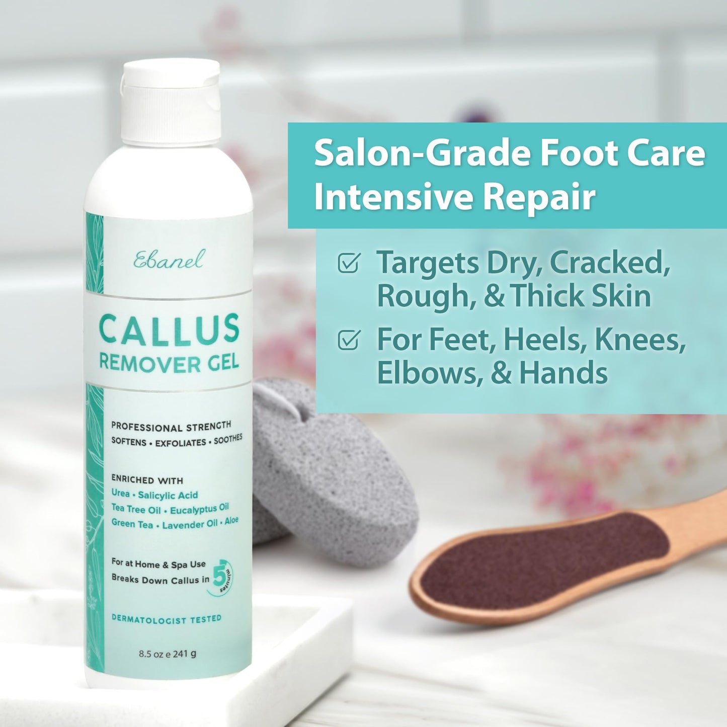Ebanel Set of Salon Grade Callus Remover for Feet Gel + 40% Urea Foot Cream