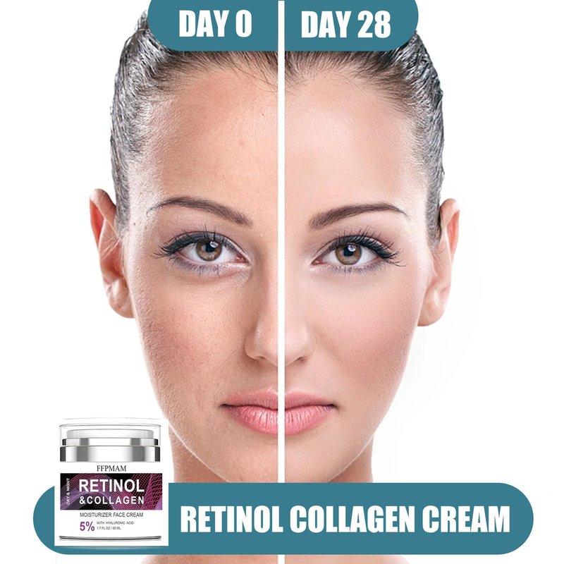 Retinol Cream for Face - Anti-Aging Wrinkle Treatment with Collagen & Hyaluronic Acid | Night Moisturizer for Men & Women (1.7 FL Oz)