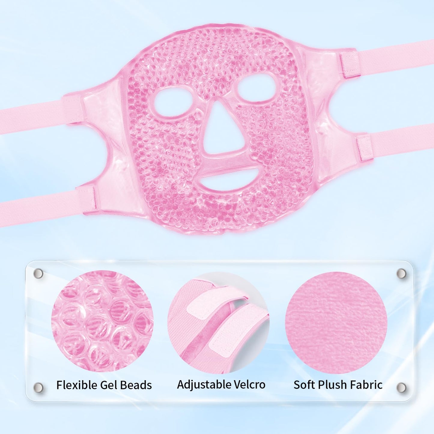 CONBELLA Cold Face Eye Masks Ice Face Mask Hot Cold Compress for Dark Circles, Puffiness, Migraines, Headache, Stress, Redness, Cooling Face Masks for Women Man, Skin Care
