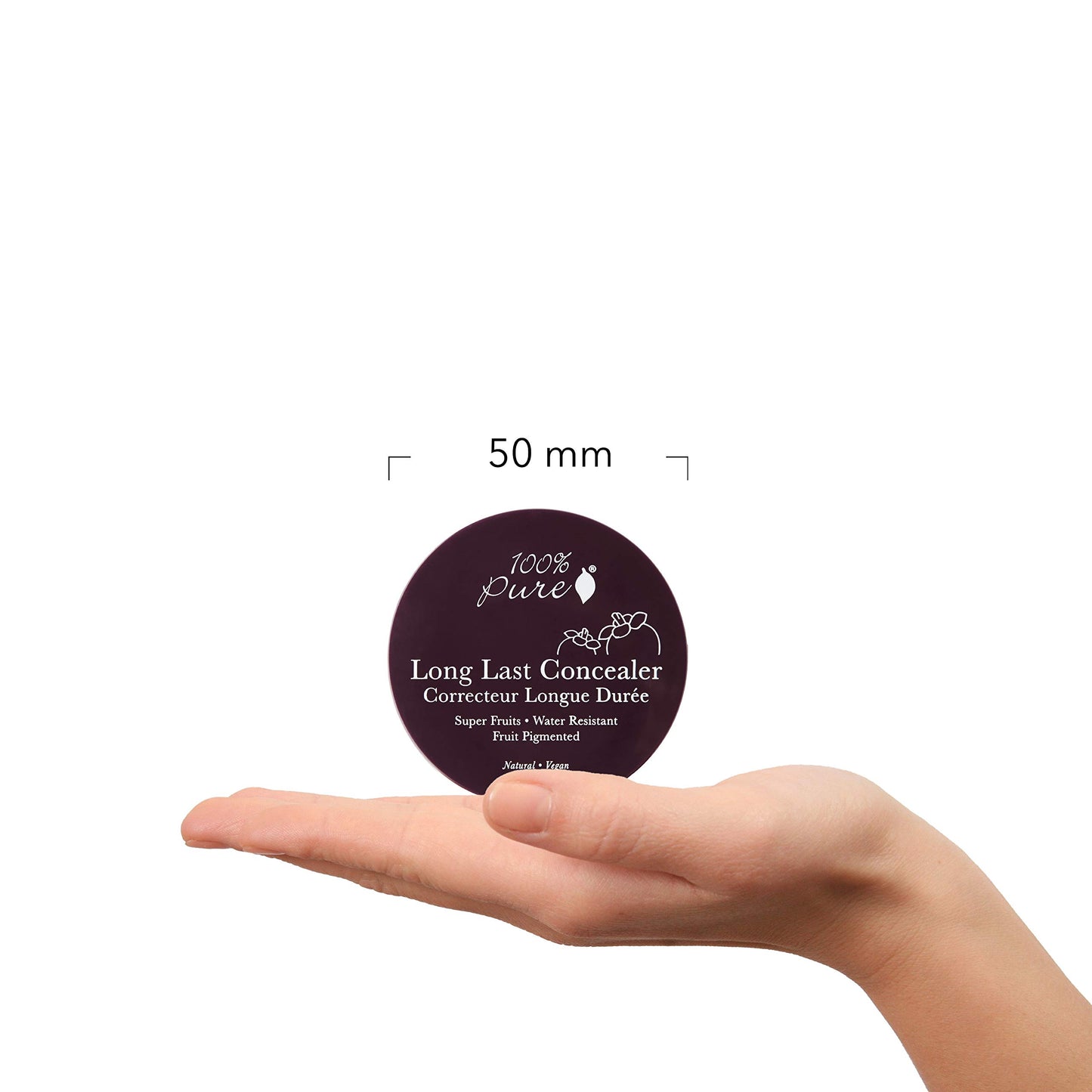 100% PURE Fruit Pigmented Long Last Compact Concealer, Golden Peach, Full Coverage Concealer, Diminish Dark Circles (Medium to Tan with Yellow Undertones) - 0.105 oz