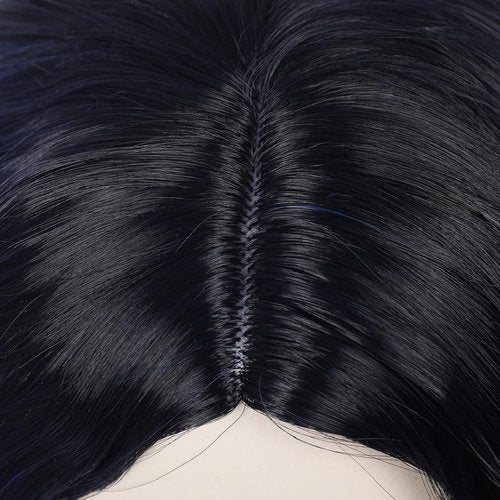 PATTNIUM Kids Child Wig Black Blue Wig Short Wavy Wig Dark Blue Wig for Kids Cosplay Costume Synthetic Hair Blue Wig (Black Ombre Blue)