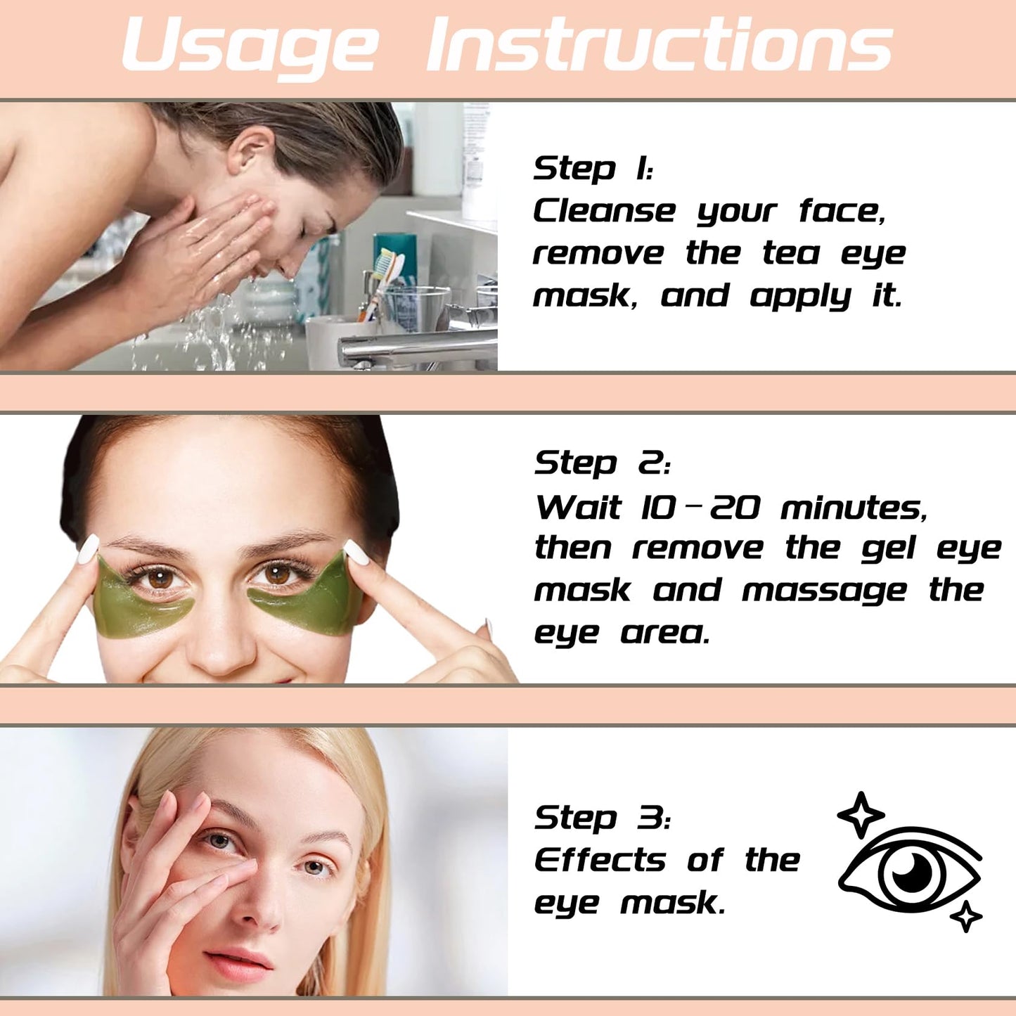 ZZCQzeze 3 Pairs Under Eye Patches,Hydrating Under Eye Masks,Moisturizing Eye Patches Bulk for Dark Circles,Undereye Mask Patches for Eye Care,Nourishing Eyemask Skin Care Set for Women 06