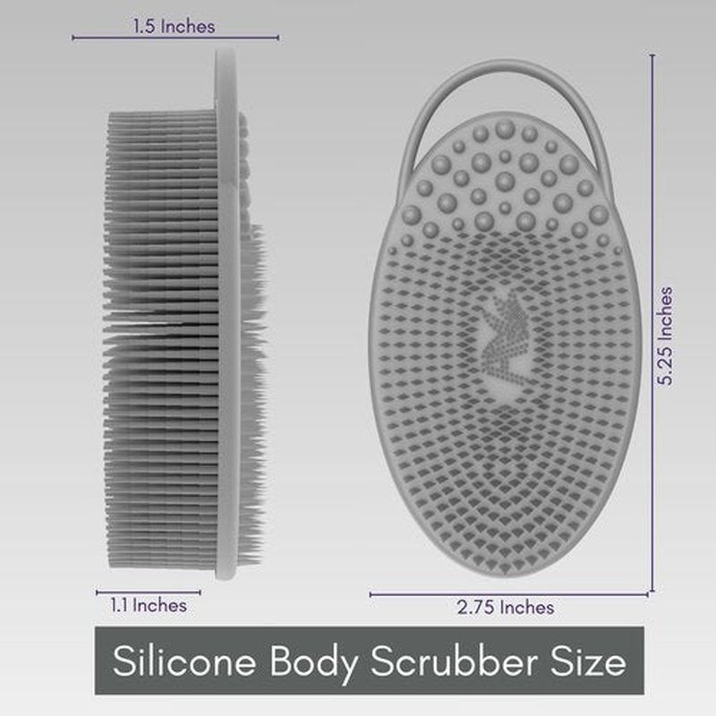 Avilana Silicone Exfoliating Body Scrubber – Dual-Sided Silicone Loofah for Shower, Body Scrubber for Men & Women, Gentle Loofa Alternative, Easy-to-Clean Silicone Body Scrubber (S2-Gray)