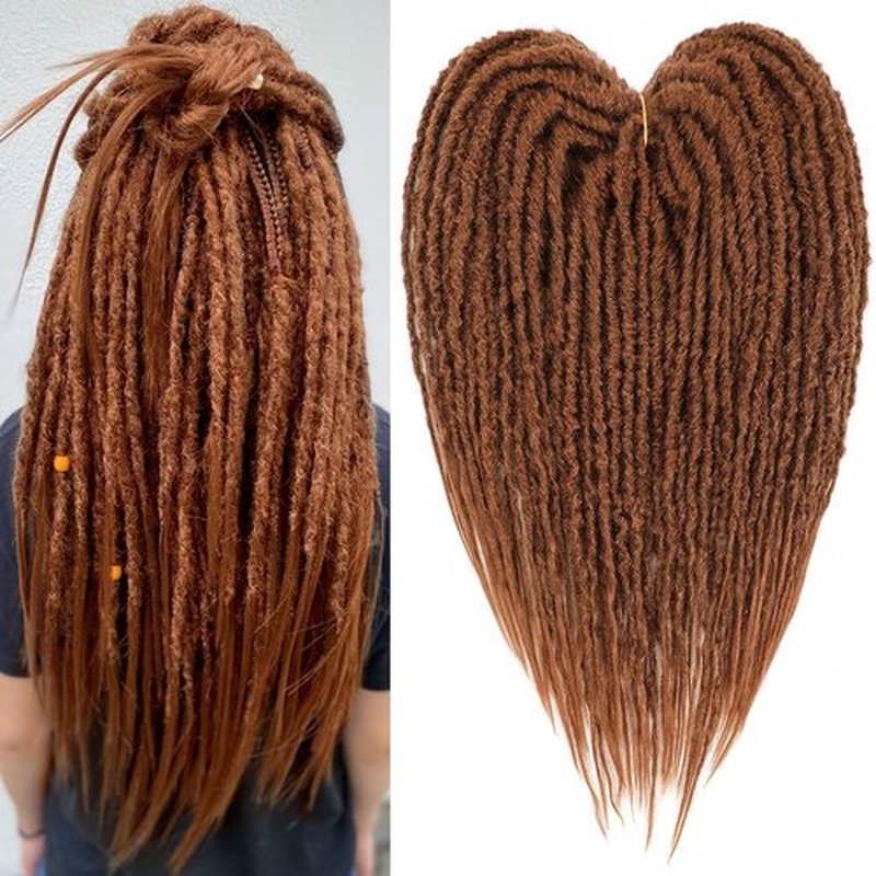 Aguacor Synthetic Textured Dreadlocks Straight Double Ended Dreadlock Extensions with Texture 20inches 25 Strands Thin Soft DE Dreadlock Extensions for Women (25 Strands, 30#)