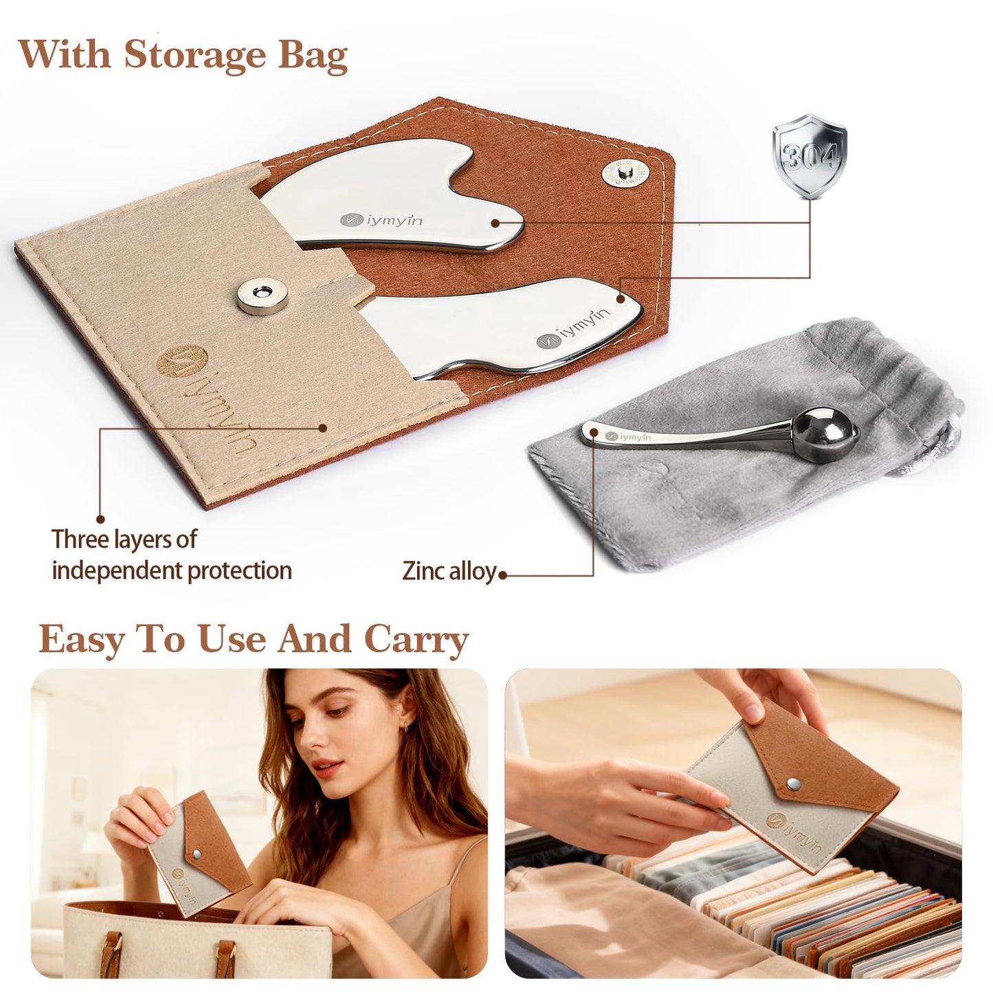 Niymyin 304 Stainless Steel Gua Sha Tool Facial Lift Jawline Gift for her