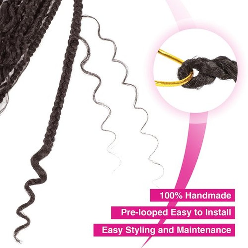 12inch Goddess Box Braids Crochet Hair Bob Goddess Box Braids Curly Ends Crochet Box Braids Pre-looped Synthetic Crochet Hair Extensions (12inch(Pack of 8), 4)