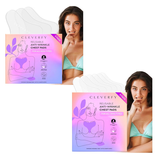 CLEVERFY Silicone Chest Wrinkle Pads - T-Shape Décolleté Treatment, 3 x 6 Inches