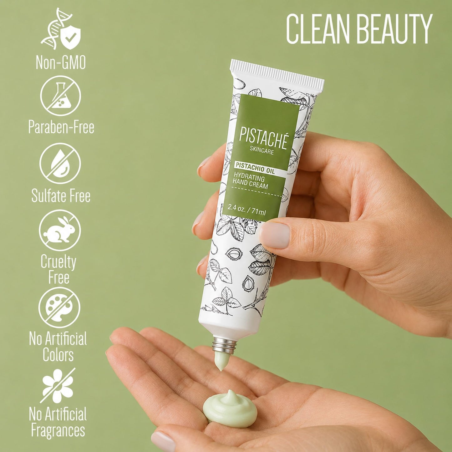Pistaché Skincare Pistachio Oil Hand Cream | Nourishing & Hydrating Moisturizer for Dry Hands, Nails & Cuticles | Long-Lasting with Vitamin E & Antioxidants (Travel Trio)