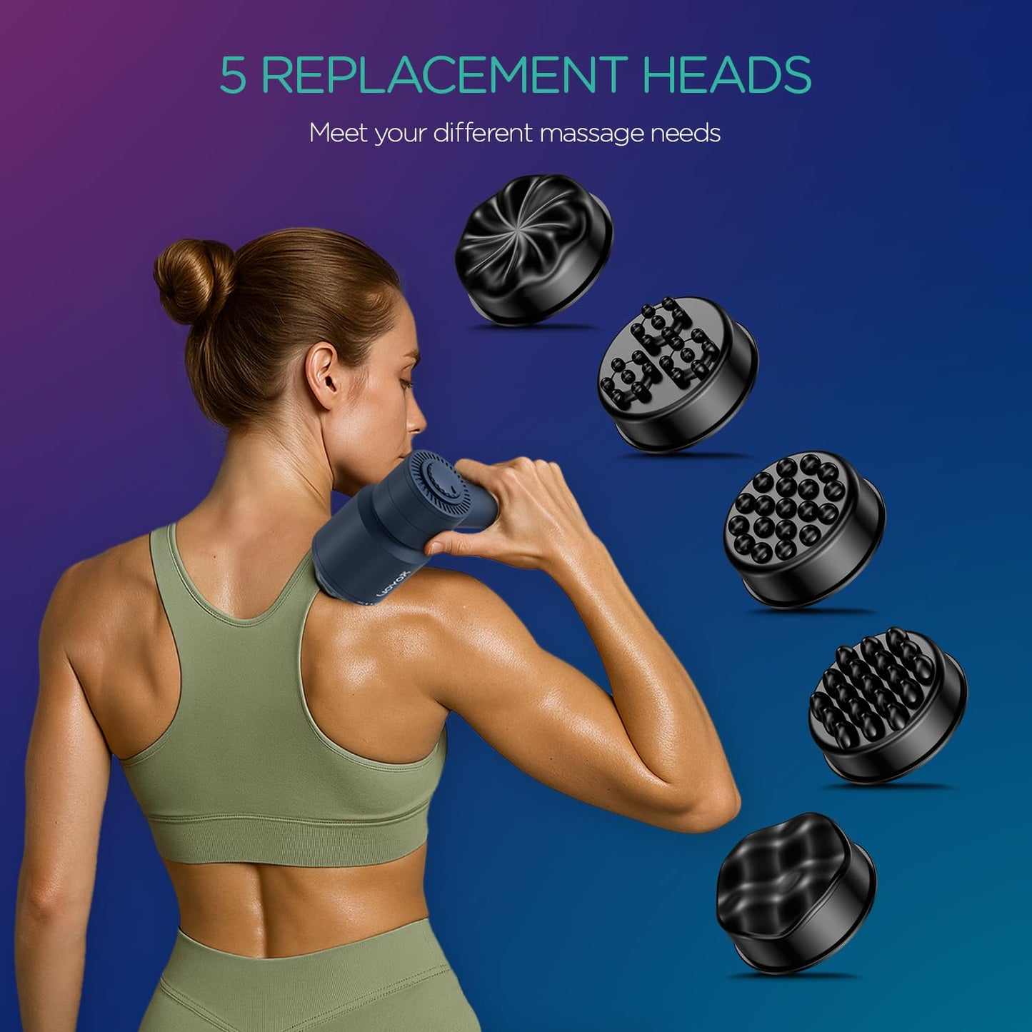 VOYOR-HEALTH Handheld Cellulite Massager, Electric Cellulite Remover Body Sculpting Massage with 5 Replaceable Heads for Arm,Thigh,Calves, Cordless & Rechargeable Deep Tissue Massager CM410 (Blue)