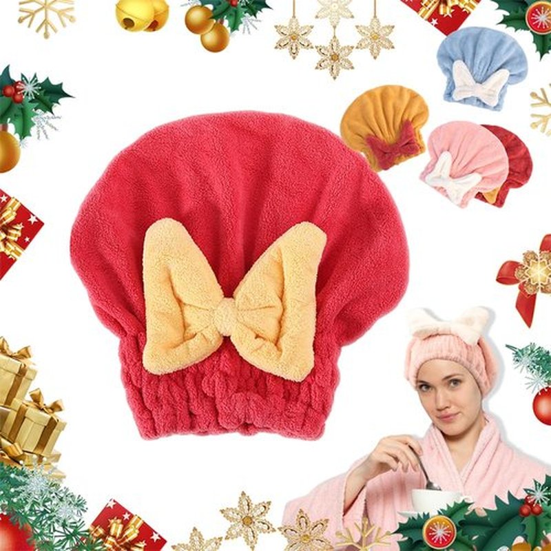 Coloday New Super Absorbent Hair Towel Wrap for Wet Hair, 2025 New Efficient Absorbent Hair Towel Wrap Microfiber Hair Towel, Upgrade Quick Drying Thickened Soft Bow Tie Hair Towel (1, Red)