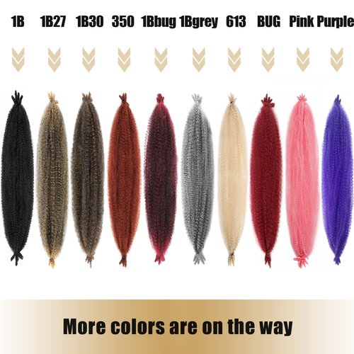 VCEOW 6 Packs #27 Springy Afro Twist Hair 16 Inch VCEOW Pre-Separated Marely Twist Crochet Braiding Hair Soft Pre-fluffed Spring Twist Synthetic Wrapping Hair Extensions