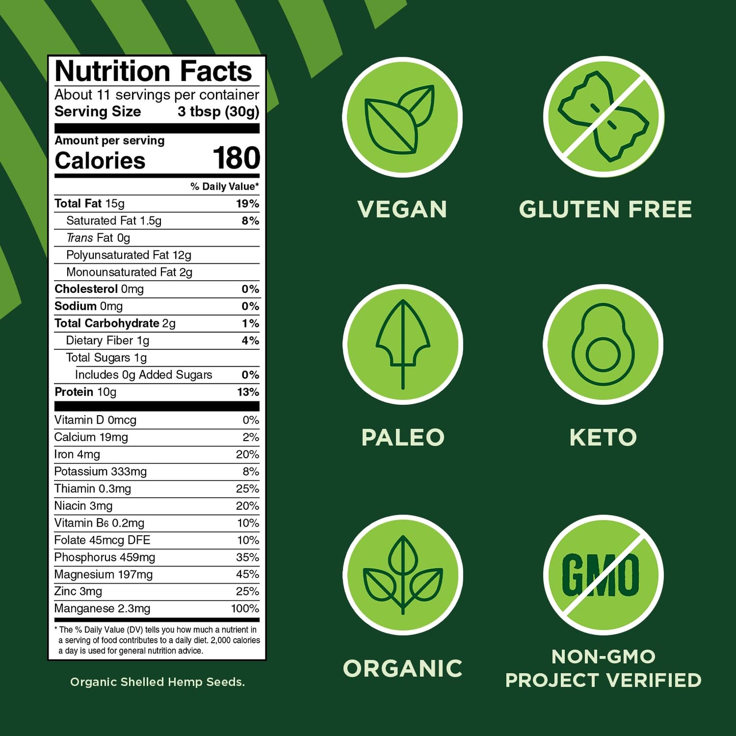 Manitoba Harvest Regenerative Organic Hemp Hearts, Shelled Hemp Seeds - 12oz - 10g Plant Protein & 12g Omega 3 & 6 per 30g Serving - Easy-to-Digest Super Seeds - Gluten Free, Non-GMO Project Verified