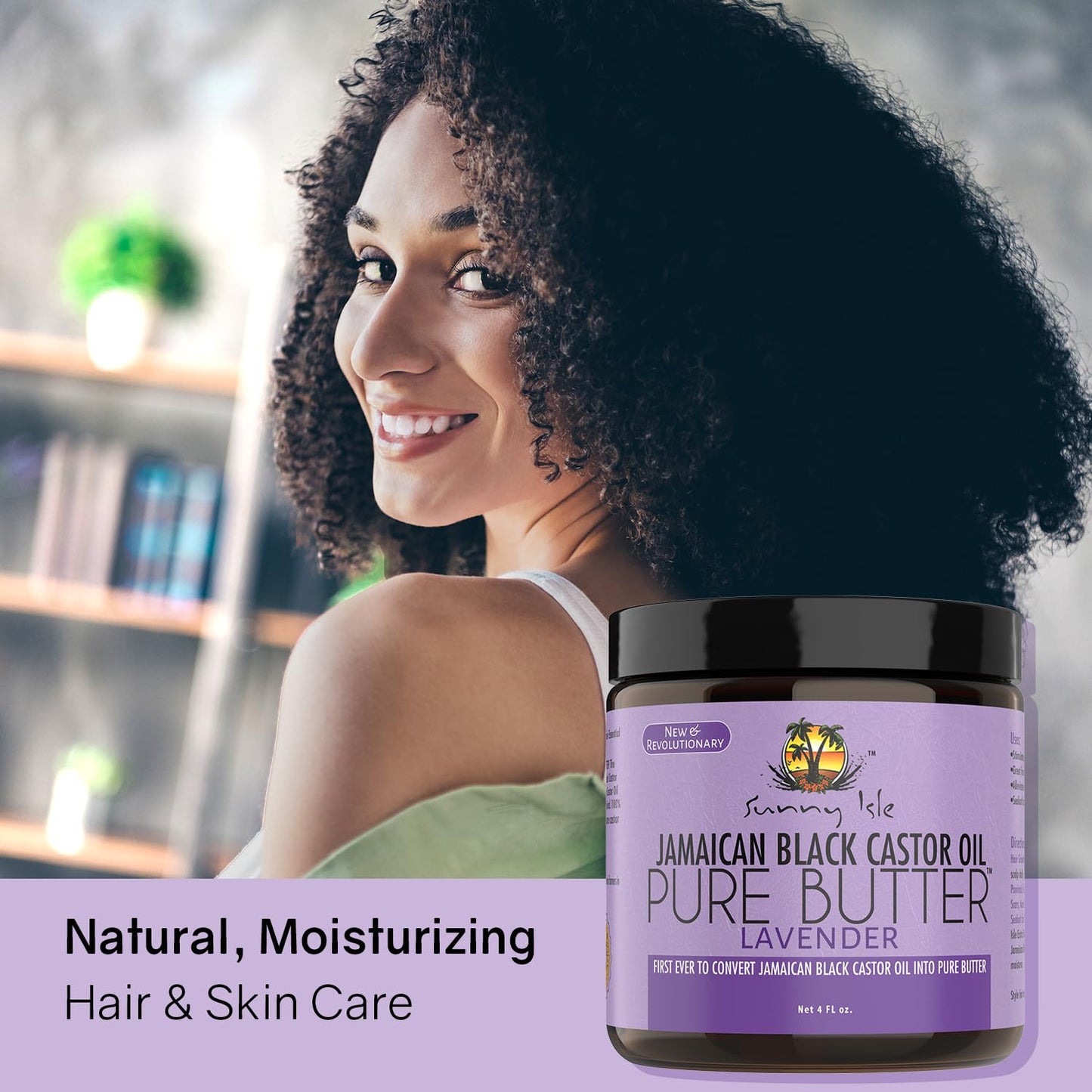 Sunny Isle Lavender Jamaican Black Castor Oil Pure Butter 4oz | Stimulates Hair Growth | Effective Moisturizer Hair & Skin | All Types & Textures