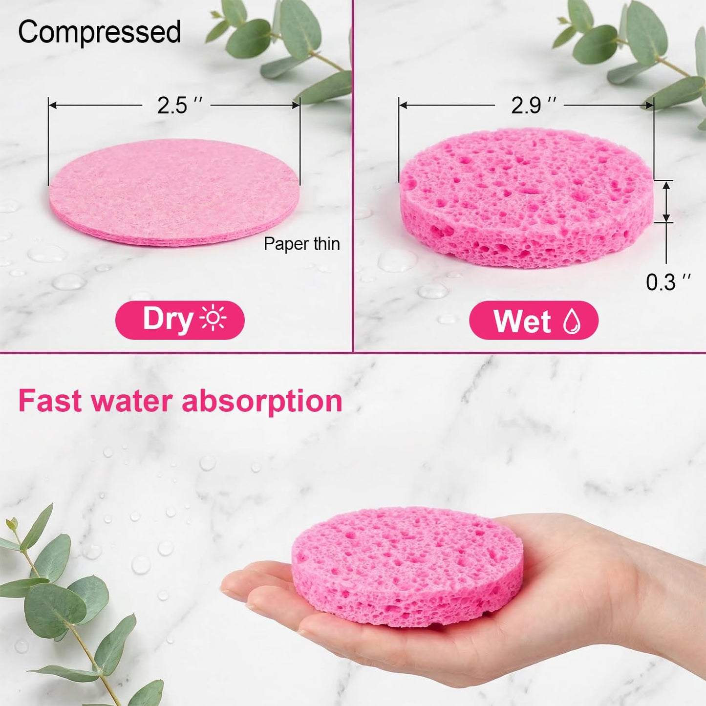 180 PCS Compressed Facial Sponges, Natural Eco Friendly Cellulose Face Sponges for Cleansing, Exfoliating, Makeup Removal, Pore Care, Esthetician Sponges for SPA Travel Daily Use