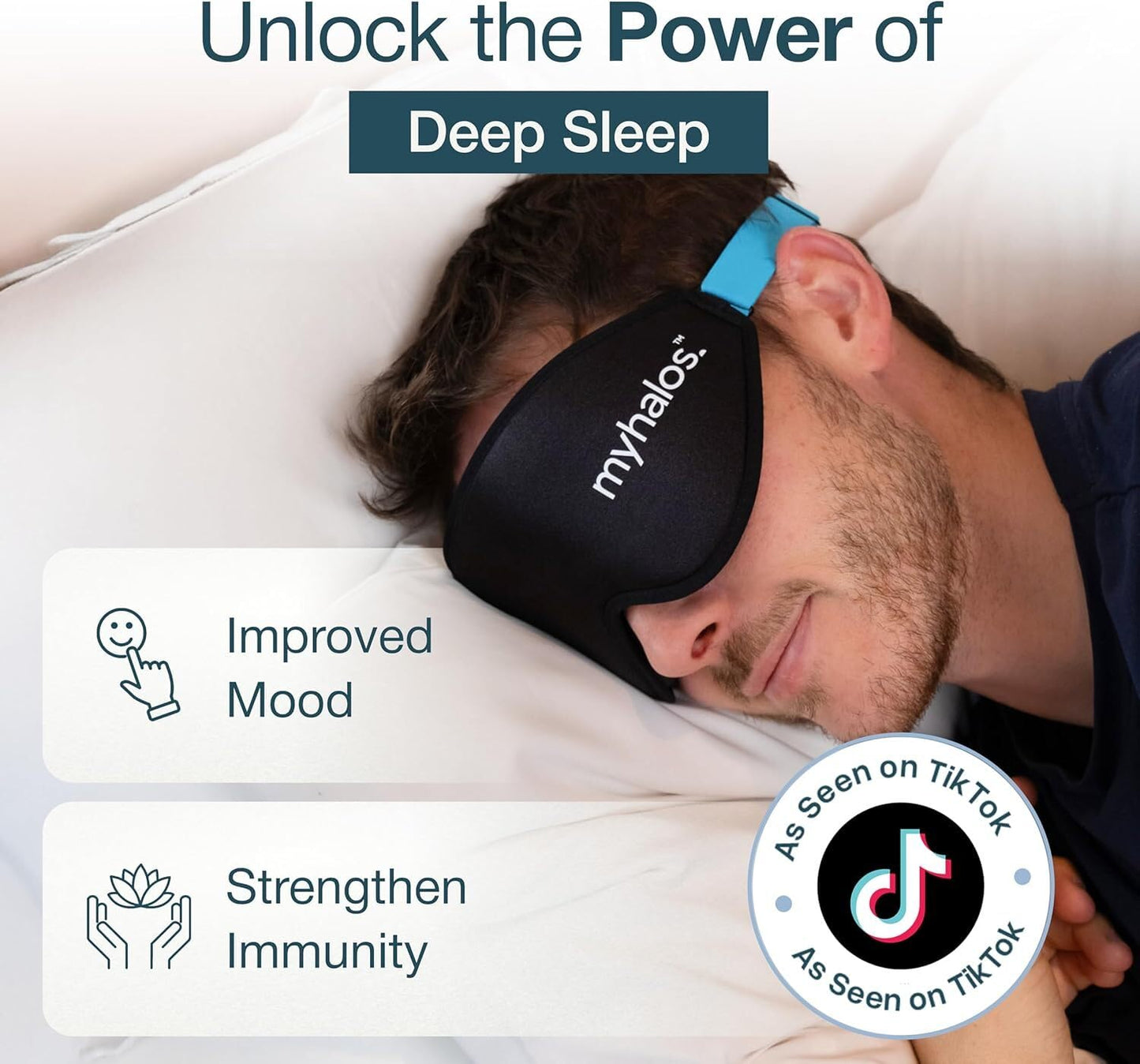 MyHalos® Sleep Mask – 3D Blackout Eye Mask for Women & Men, Side Sleepers, Zero Pressure Memory Foam Eyelash Friendly, Breathable,Award-Winning Sleep Aid for Travel (Black, 1 Count (Pack of 1)