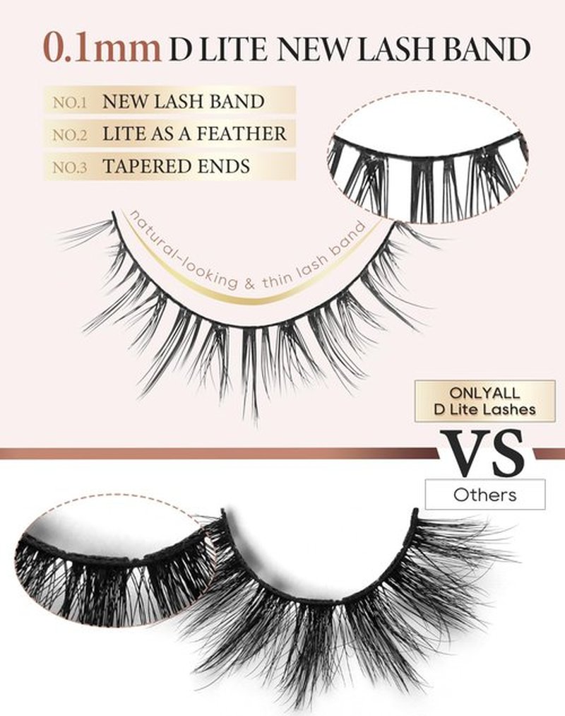 Onlyall Natural Lashes Short Eyelashes Wispy Lashes Natural Look Soft False Eyelashes False Eye Lashes Faux Mink Eyelashes 7 Pairs D2