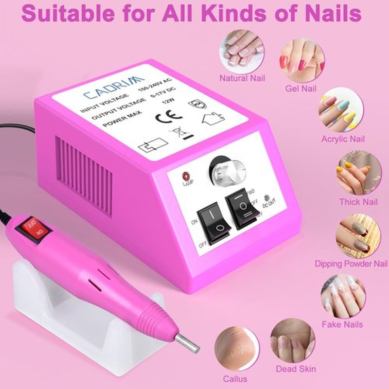 Electric Nail Drill, Cadrim Nail Drill Machine, Nail Electric Drill for Acrylic Nails Gel Nail Glazing Nail Drill Nail Art Polisher Sets Glazing Nail Drill Fast Manicure Pedicure, Pink