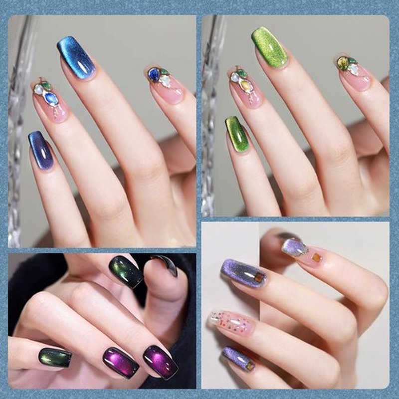 CANNI Cat Eye Gel Nail Polish 1Pcs 9ml Chathams Blue color Gel Polish High Gloss Soak Off UV Gel Starry Sky Miracle Series Gel Nail Polish Art Manicure Salon DIY Home