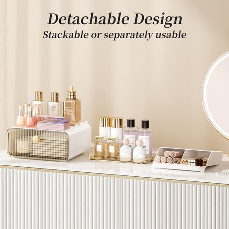 GPREESUS 2-Tier Makeup Organizers Countertop,Versatile Bathroom Counter Organizer,Cosmetic Make Up Organizers for Vanity,Cute Skincare Organizer (Amber)