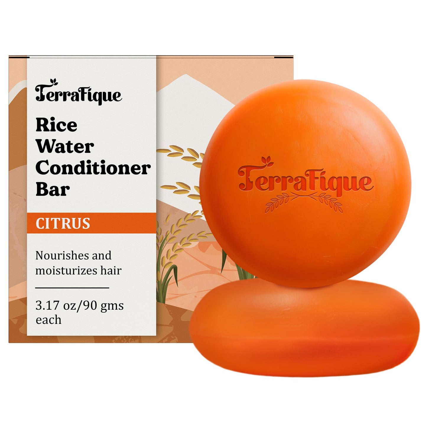 TERRAFIQUE Rice Water Conditioner Bar - Travel Size - Hair Conditioner for Women - 3.17 Oz (Pack of 2)