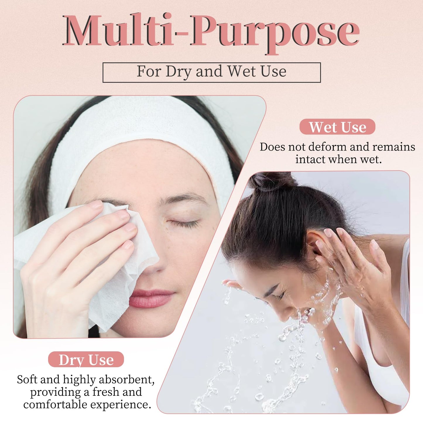 Teruntrue 400 Count Disposable Face Towel, 4 Pack Facial Towels Makeup Remover Dry Wipes Disposable Face Cloths Soft Facial Clean Towels for Washing Cleaning and Skincare