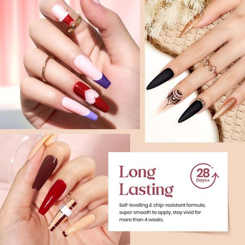 Beetles Gel Nail Polish Set, 36 Colors Neutral Pink Red Blue Green Brown Gold Glitter Gel Nail Polish with Base Coat Glossy Matte Top Coat Gel Polish Spring Gel Valentines Gifts for Women