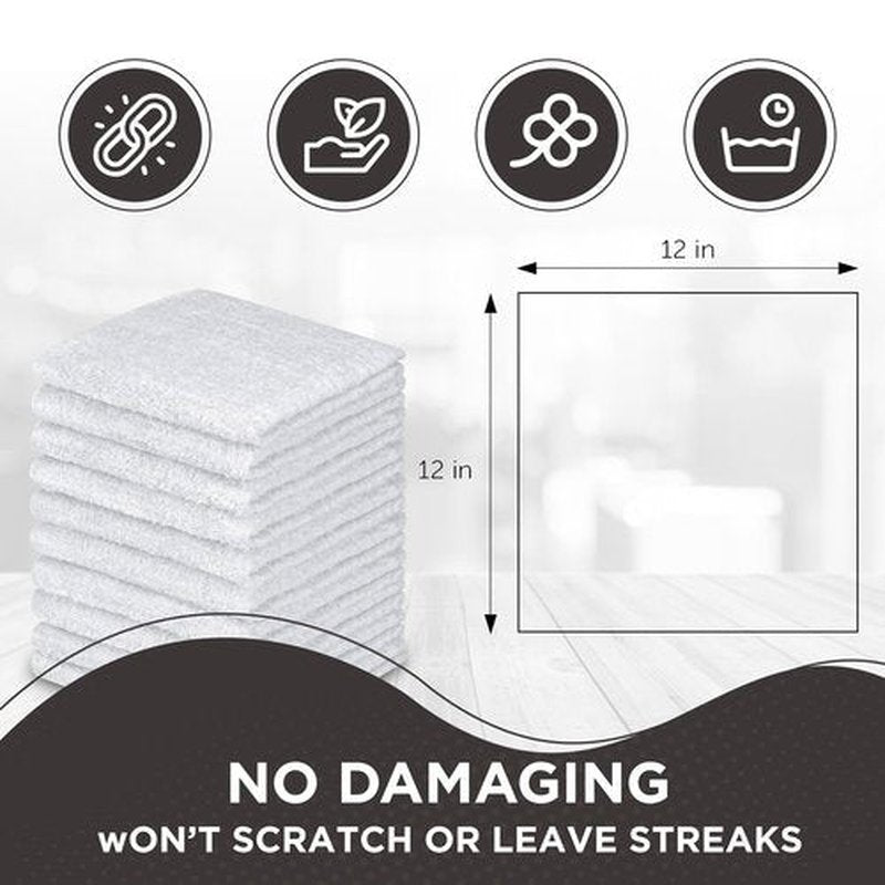 DecorRack 10 Pack 100% Cotton Wash Cloth, Luxurious Soft, 12 x 12 inch Ultra Absorbent, Machine Washable Premium Quality Washcloths, White (10 Pack)