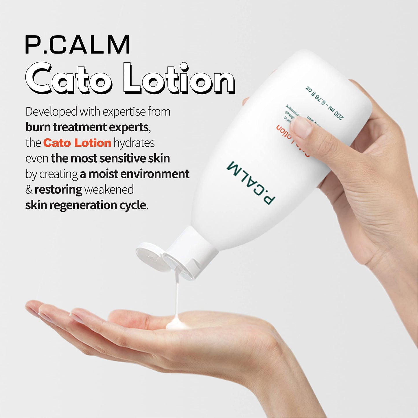 PCALM Cato Barrier Super Calming Ceramide Facial Lotion 6.76 Oz Unscented Not Greasy Soothing Hydrating Moisturizer for All Skin Types Acne-Prone Sensitive Dry Oily Combination Hypoallergenic Korean