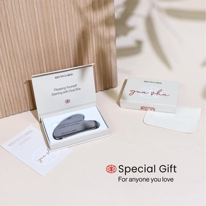 Rena Chris Gua Sha Facial Tools, Natural Terahertz Guasha, Manual Massage Sticks for Jawline Sculpting and Puffiness Reducing, Gua Sha Scraping Massage Tool, Skin-Care Tool (Silver-Grey)