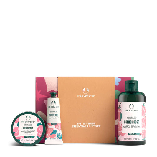 The Body Shop 3 Piece Essentials Gift Set - Shower Gel, Body Yogurt, Hand Cream, Vegan