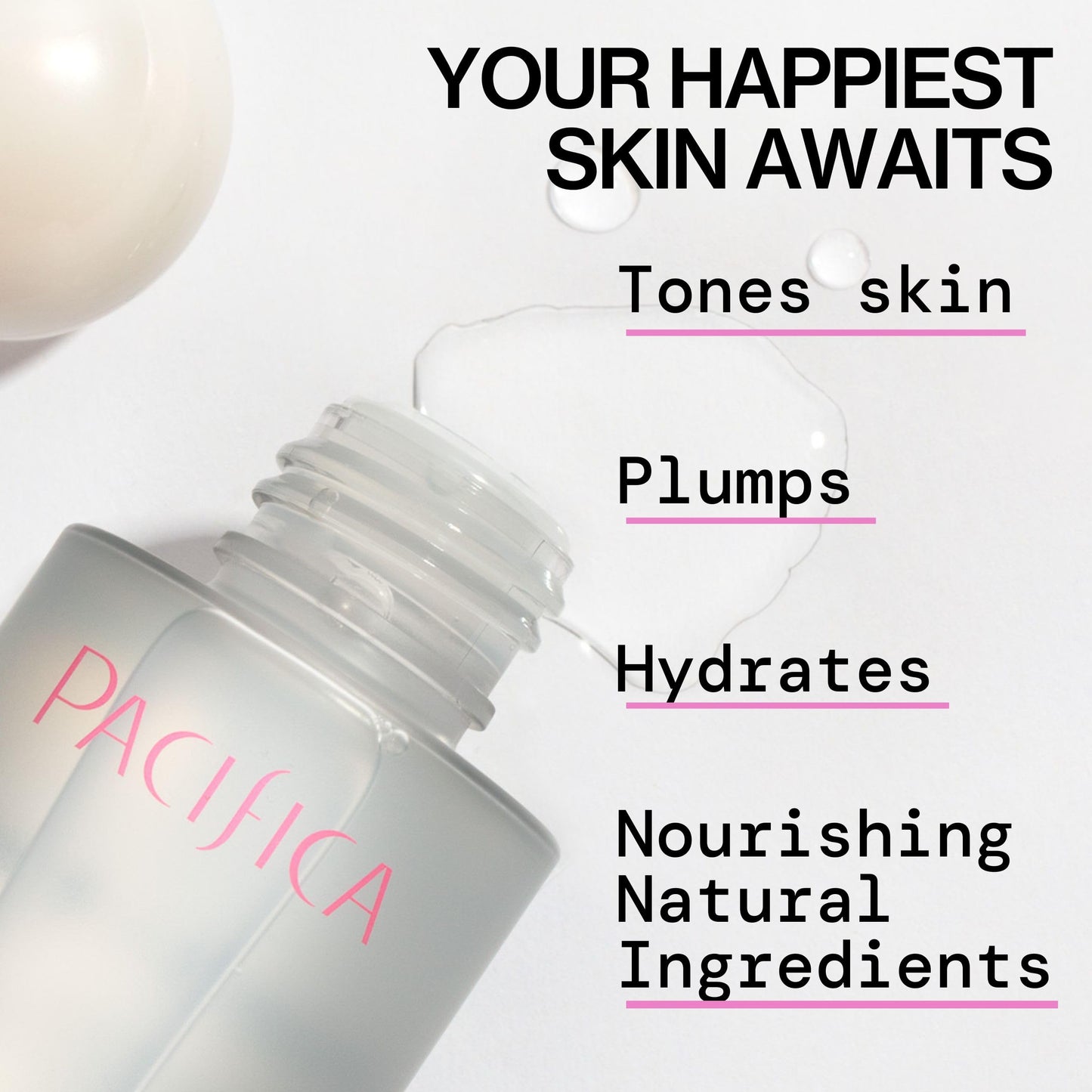 Pacifica Happy Water Hydrating Facial Toner – Vegan Ceramides, Hyaluronic Acid & Electrolytes, Refreshing & Calming for Balanced Skin, Clean Beauty, Vegan, Cruelty-Free, All Skin Types, 4 oz