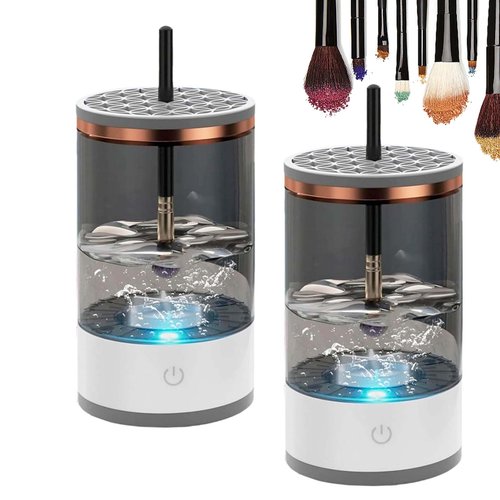 Beauty Swirl Cosmetic Brush Cleaner, 2025 New The Cozy Luna Brush Cleaner, Beautyswirl Cosmetic Brush Cleaner, Electric Makeup Brush Cleaner Machine for All Size Brushes (2Pcs Black)