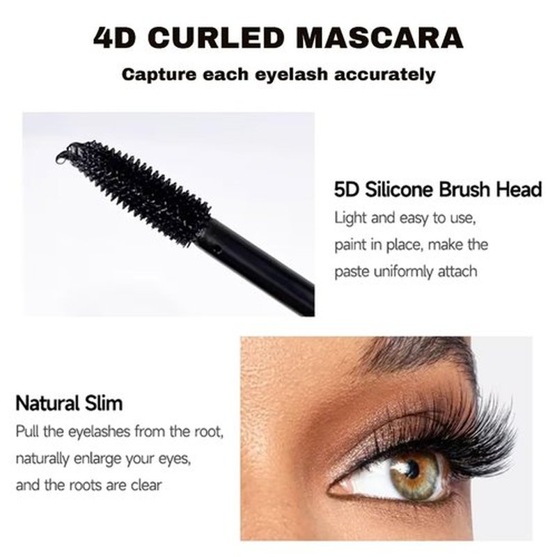 4D Silk Fiber Lash Mascara，Waterproof Smudge-proof Thickening Mascara,Extension Voluminous Fiber Mascara,Thickening Softer Fuller Lashes,Long-Lasting No Flaking,All Day Exquisitely Full(4PCS)