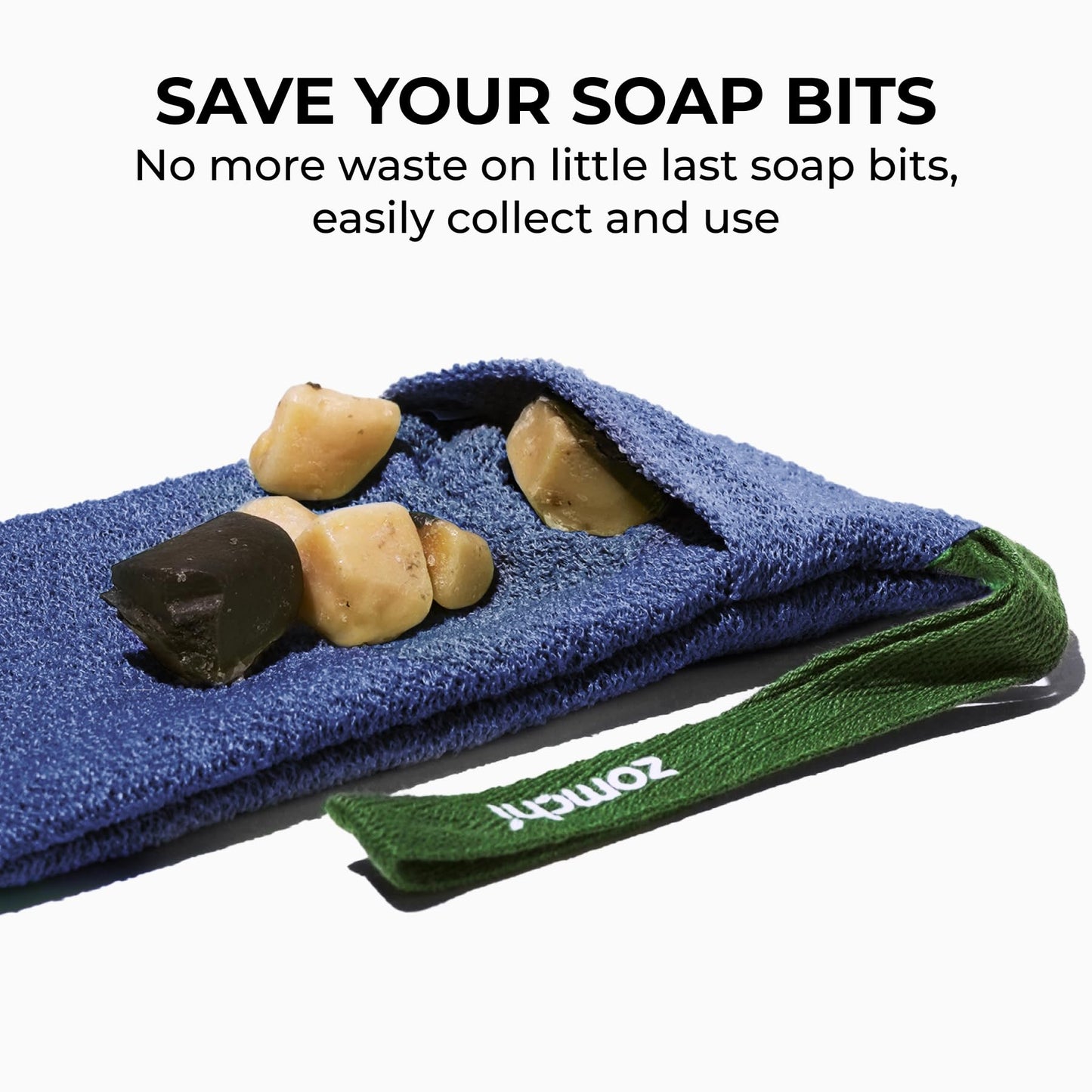 ZOMCHI Soap Saver Bags for Bar Soap, 2 Pack, Dual Texture Blue Set