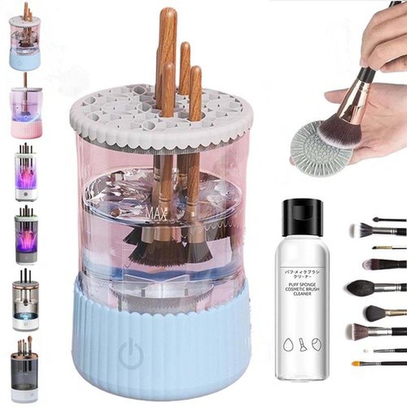Beautyswirl - Cosmetic Brush Cleaner, The Cozy Luna Brush Cleaner, Multicolor Makeup Brush Cleaner Usb Rechargeable Automatic Deep Cosmetic Cleaning Device (Plug-in,Blue)