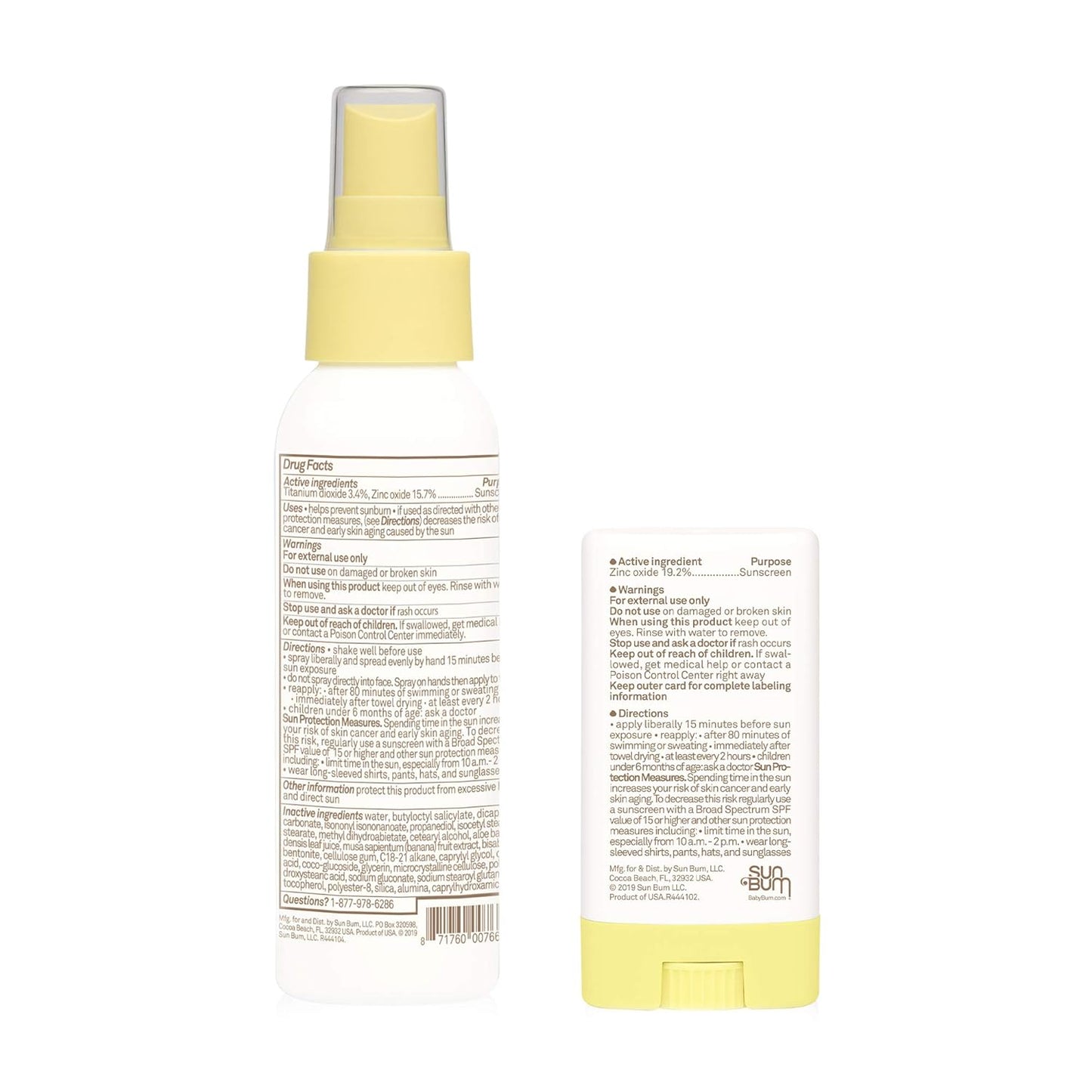 Sun Bum Baby Bum SPF 50 Sunscreen Spray & Face Stick | Mineral Uva/Uvb Face & Body Protection for Sensitive Skin | Fragrance Free | Travel Size